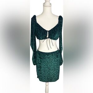 Blue Blush Teal Leopard Print Skirt Set